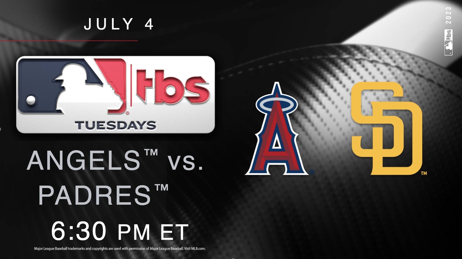 MLB on TBS to Present Star-Studded Fourth of July Showdown - Angels at Padres, 6:30 p.m. ET 