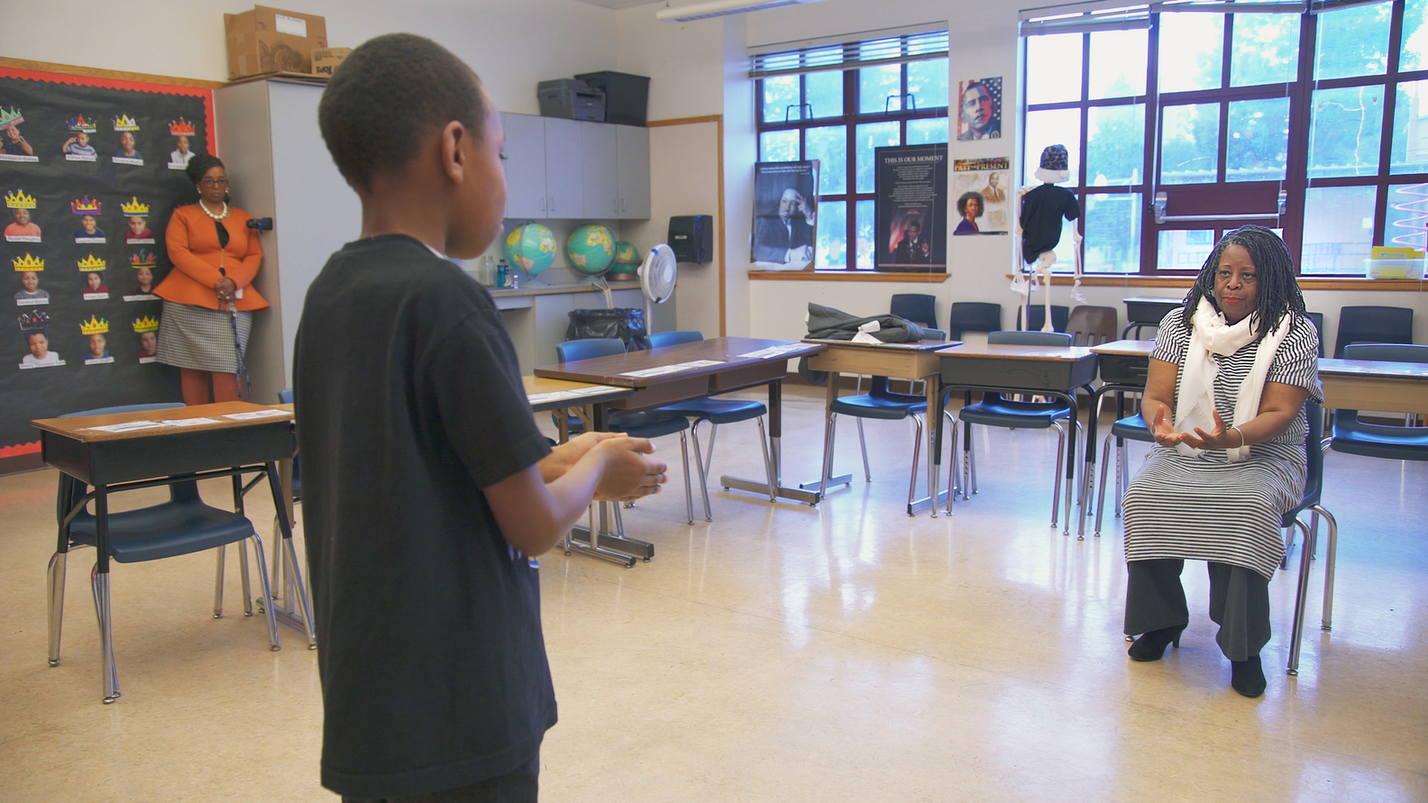 Gregory Payton with his teacher, Ms. Sharp