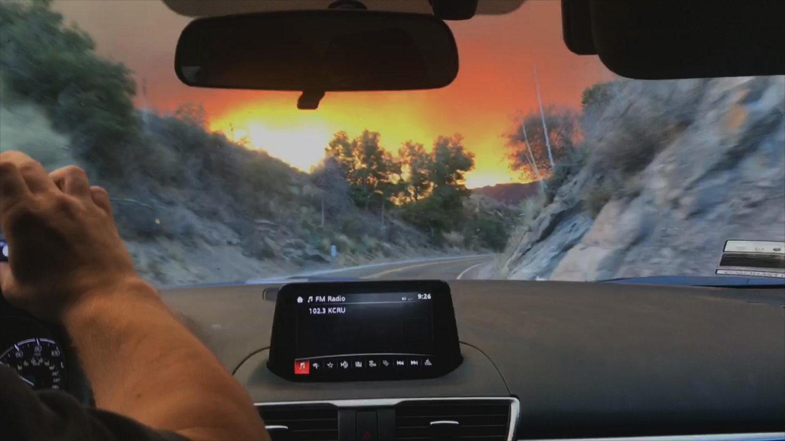 Driving out of Ojai, CA during the Thomas Fire