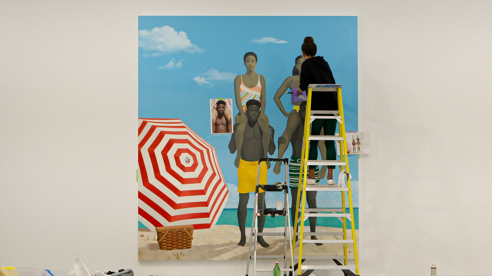 Amy Sherald painting "Precious jewels by the sea," 2019