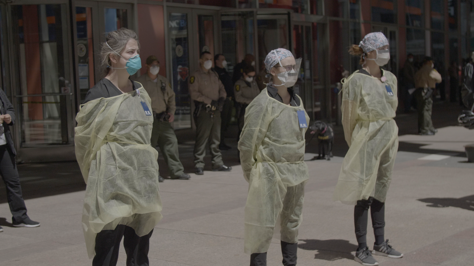 American healthcare workers protesting