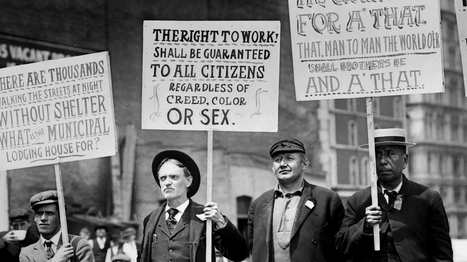 Parade of Unemployed Men Carrying Signs, New York City, New York, USA, Bain News Service (May 1909)