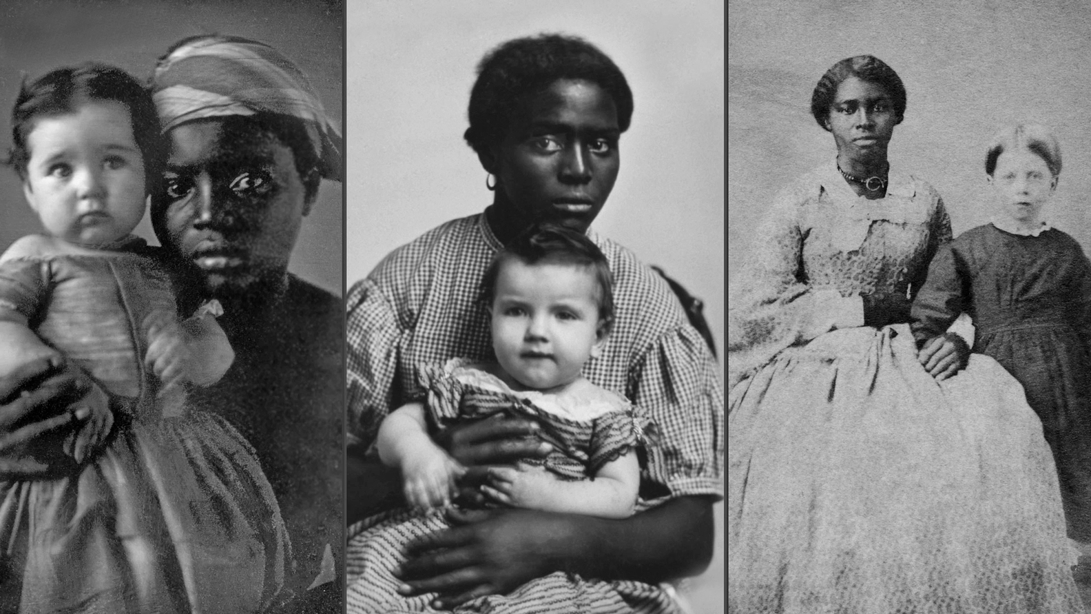 Portrait of a nurse and a child (ca 1850), H.E. Hayward and slave nurse Louisa (ca 1858), Sallie Smith and African American attendant, Frances (ca 1863)