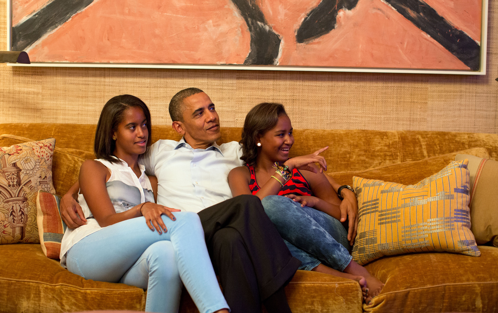 President Barack Obama and his daughters, Malia and Sasha 