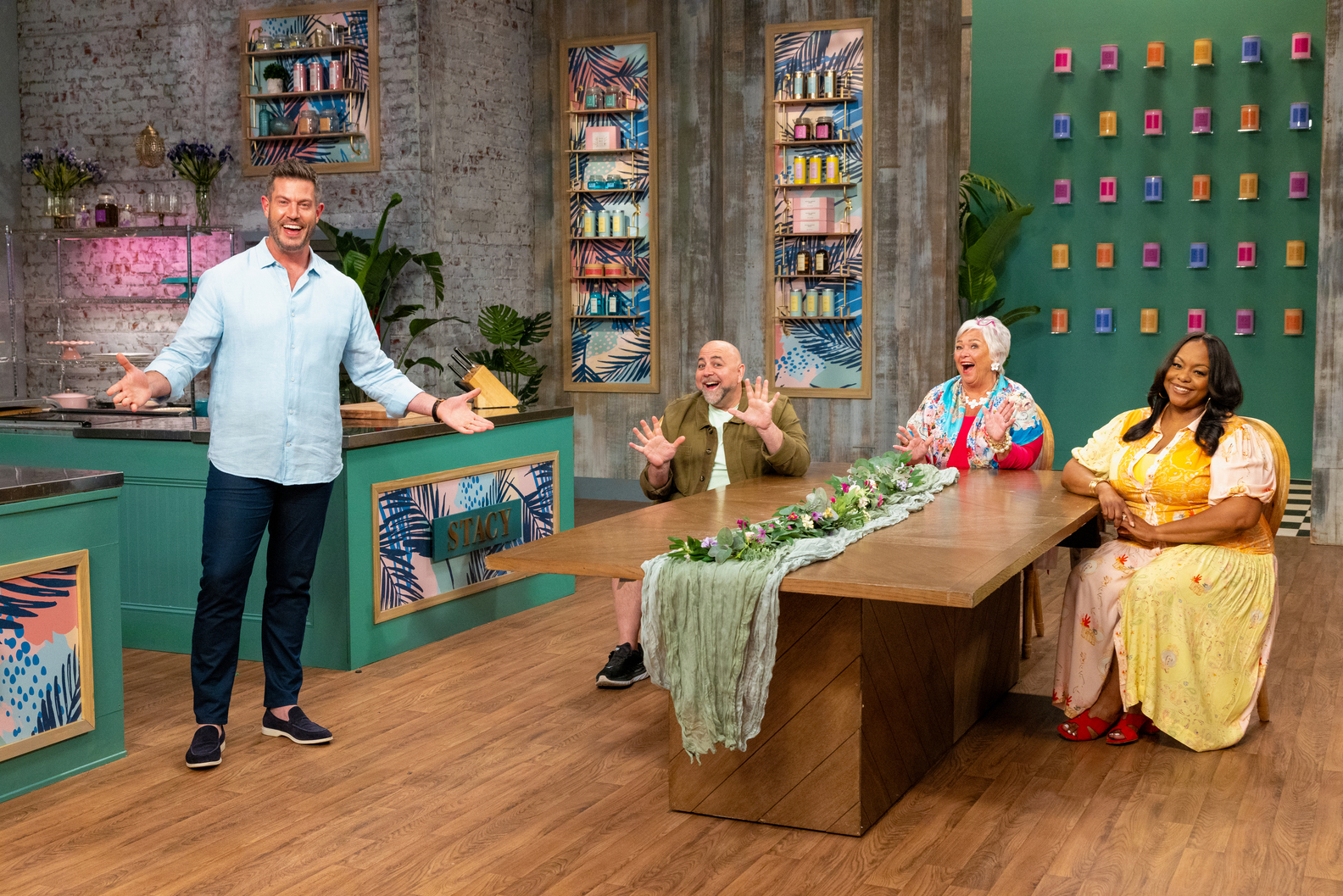 Host Jesse Palmer, Duff Goldman, Nancy Fuller and Kardea Brown, as seen on Food Network's Spring Baking Championship