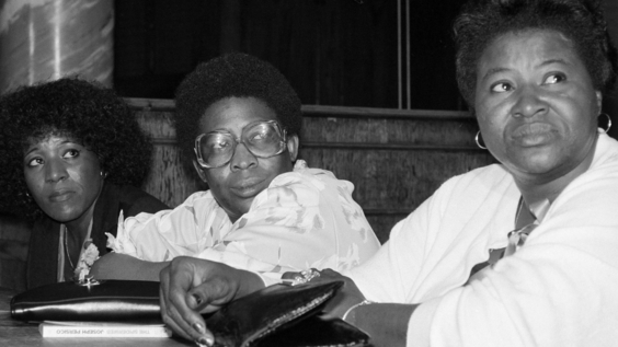Venus Taylor, Camille Bell and Willie Mae Mathis in Harlem, New York at the Abyssinian Baptist Church