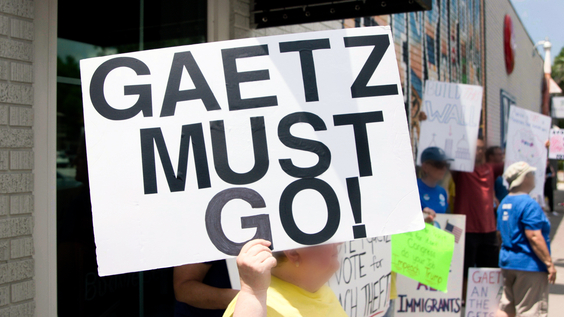 Matt Gaetz (R-FL) protest signs in his district in Florida