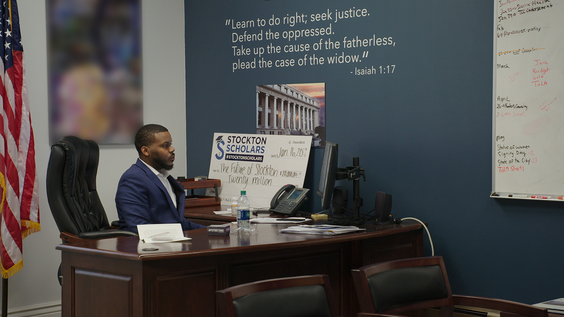 Mayor Michael Tubbs in his office in Stockton, CA