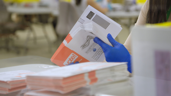 Mail-in ballots being processed during Washington state’s primary election