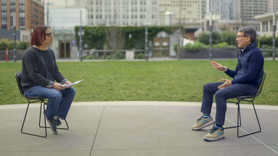 Ina Fried, Axios Chief Technology Officer; James Park, CEO of Fitbit