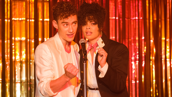 Olly Alexander as Ritchie Tozer and Lydia West as Jill Baxter