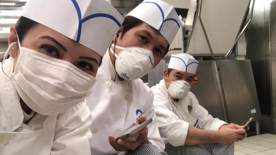 Employees on the cruise ship