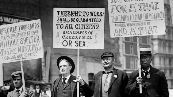 Parade of Unemployed Men Carrying Signs, New York City, New York, USA, Bain News Service (May 1909)