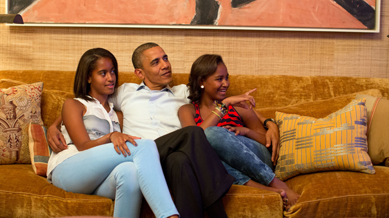 President Barack Obama and his daughters, Malia and Sasha 