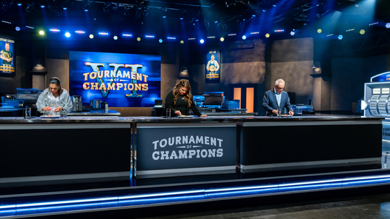 Judges Maneet Chauhan, Alex Guarnaschelli and Wolfgang Puck on Food Network's Tournament of Champions VI 