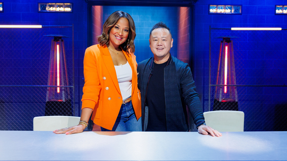 Host Laila Ali and Judge Jet Tila, as seen on Chef Grudge Match