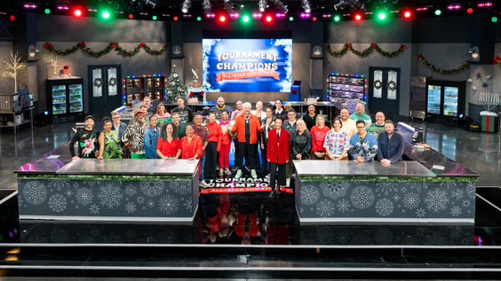 Host Guy Fieri and the cast of Tournament of Champions/ All- Star Christmas. Courtesy of Food Network.