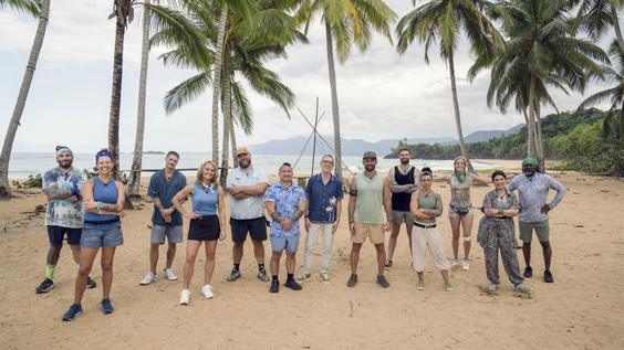 Ted Allen with the competitors from new Food Network series, Chopped Castaways. Courtesy of Food Network.