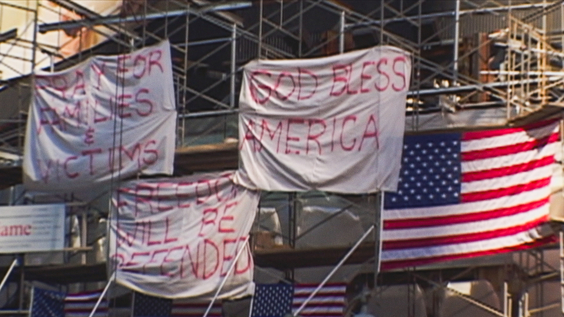 Banners at 9/11 Ground Zero
