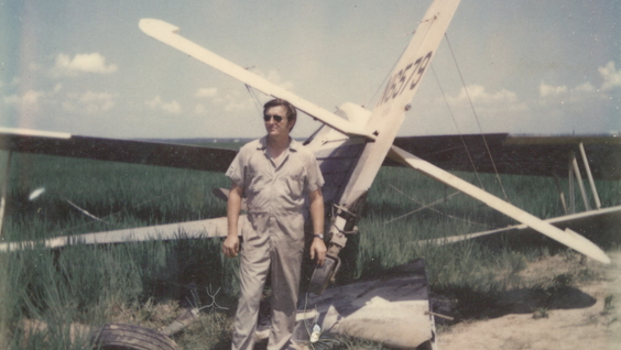 Gary Betzner with crashed plane
