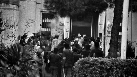 Student Hostage-takers Lead Blindfolded American Hostages Out of U.S. Embassy in Tehran