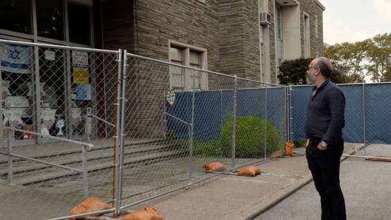 Anthony Fienberg, whose mother Joyce Fienberg was killed in the shooting, at Tree of Life Synagogue