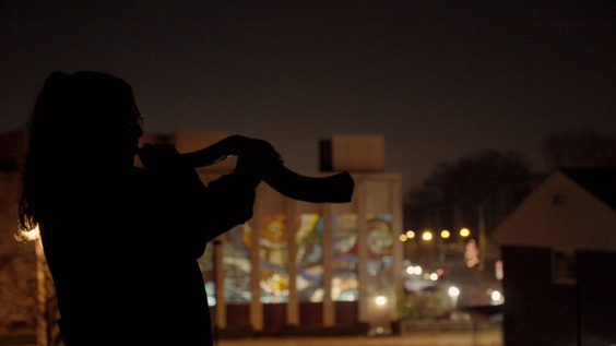 Survivor Audrey Glickman playing the shofar