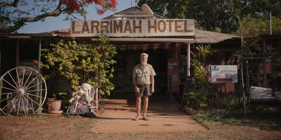 Barry Sharpe, the owner of the Larrimah Hotel & Pub and a beefy pet crocodile