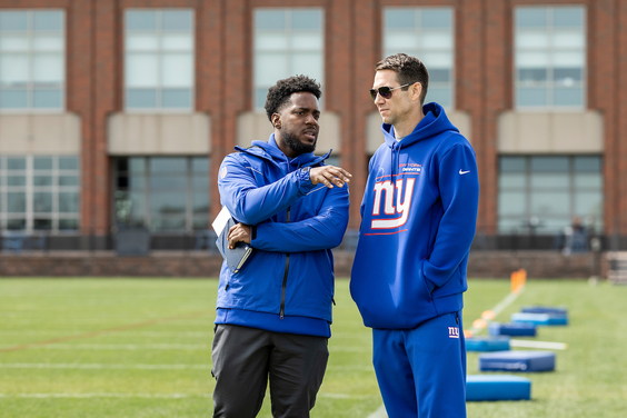 (from left) Brandon Brown, Assistant General Manager, New York Giants; Joe Schoen, Senior Vice President and General Manager, New York Giants