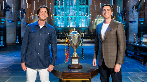 Hosts James and Oliver Phelps with The Harry Potter Wizards of Baking Cup