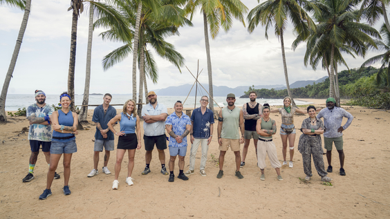 Ted Allen with the competitors from Chopped Castaways