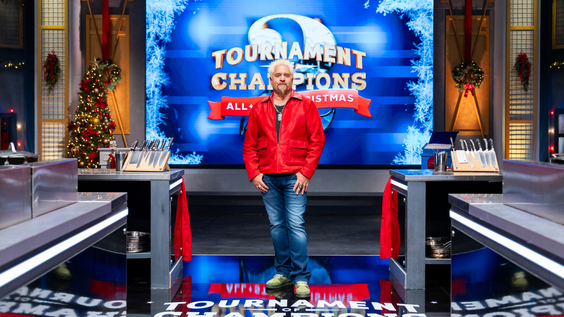 Host Guy Fieri poses, as seen on Tournament of Champions All-Star Christmas