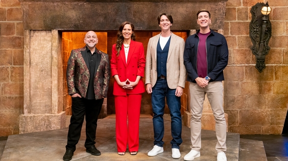 Judges Duff Goldman and Sarah Mountain with hosts James and Oliver Phelps